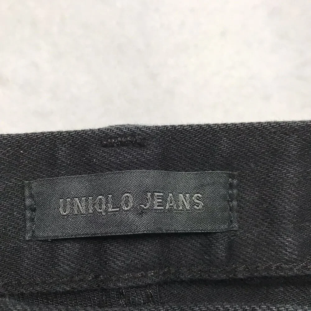 UNIQLO Selvedge Black Jeans Men 32x30 (32/32 tag) Slim Fit Straight Mid Rise